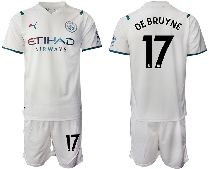 Men 2021-2022 Club Manchester City away White #17 Soccer Jersey